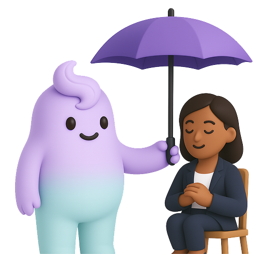 Personnage Kent avec parapluie protégeant une personne